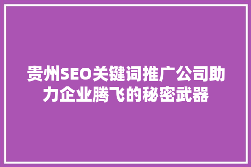贵州SEO关键词推广公司助力企业腾飞的秘密武器