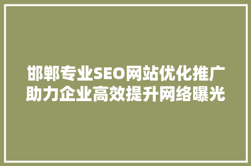 邯郸专业SEO网站优化推广助力企业高效提升网络曝光率