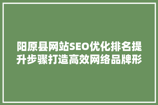 阳原县网站SEO优化排名提升步骤打造高效网络品牌形象