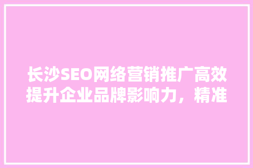 长沙SEO网络营销推广高效提升企业品牌影响力，精准把握市场机遇