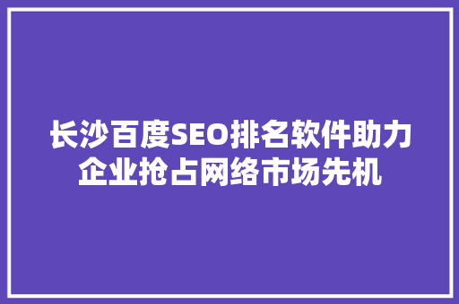 长沙百度SEO排名软件助力企业抢占网络市场先机