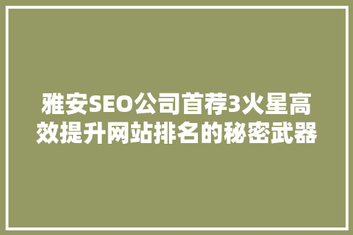 雅安SEO公司首荐3火星高效提升网站排名的秘密武器