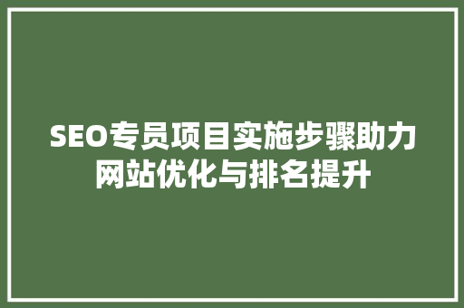 SEO专员项目实施步骤助力网站优化与排名提升
