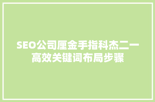 SEO公司厘金手指科杰二一高效关键词布局步骤
