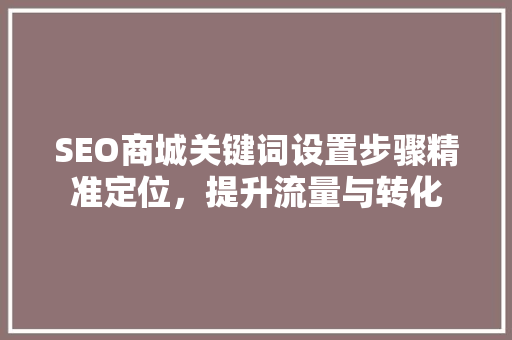 SEO商城关键词设置步骤精准定位，提升流量与转化