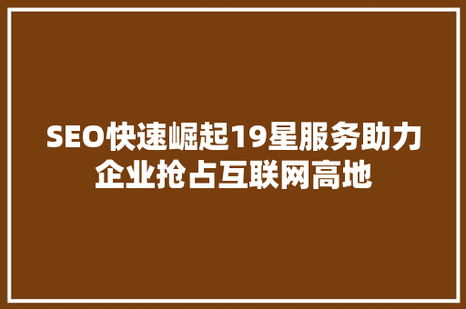 SEO快速崛起19星服务助力企业抢占互联网高地