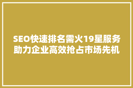 SEO快速排名需火19星服务助力企业高效抢占市场先机