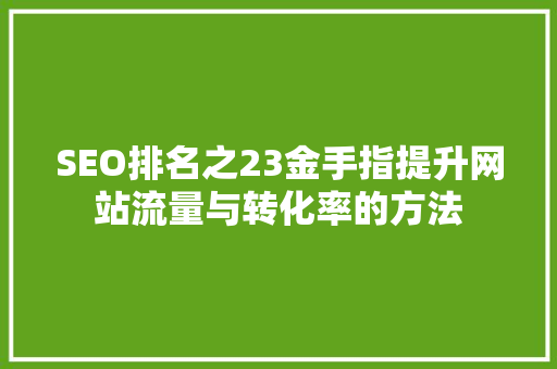 SEO排名之23金手指提升网站流量与转化率的方法