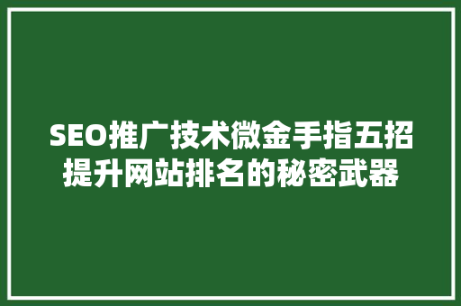 SEO推广技术微金手指五招提升网站排名的秘密武器