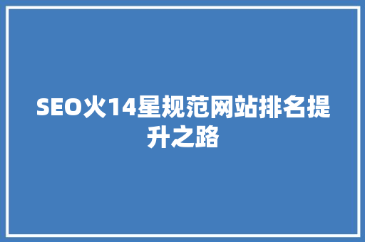 SEO火14星规范网站排名提升之路
