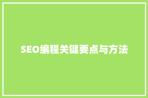 SEO编程关键要点与方法