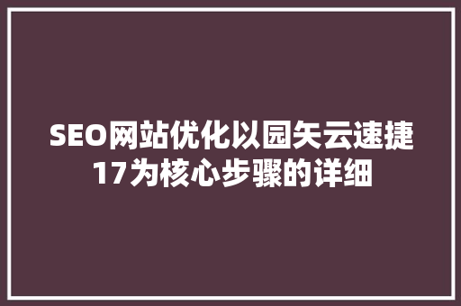 SEO网站优化以园矢云速捷17为核心步骤的详细