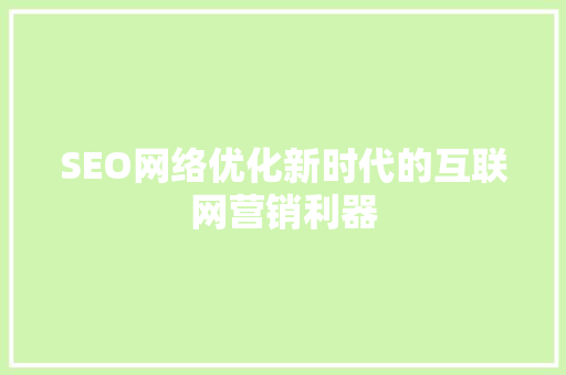 SEO网络优化新时代的互联网营销利器