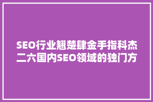 SEO行业翘楚肆金手指科杰二六国内SEO领域的独门方法