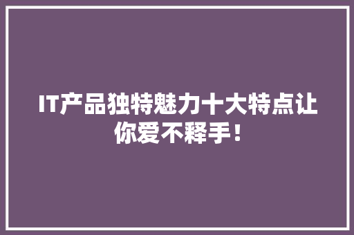 IT产品独特魅力十大特点让你爱不释手！ 前端技术