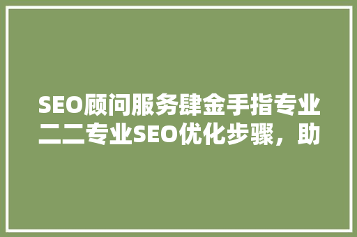 SEO顾问服务肆金手指专业二二专业SEO优化步骤，助力企业提升网站排名