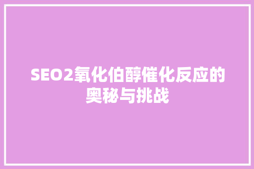 SEO2氧化伯醇催化反应的奥秘与挑战
