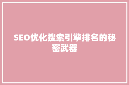 SEO优化搜索引擎排名的秘密武器