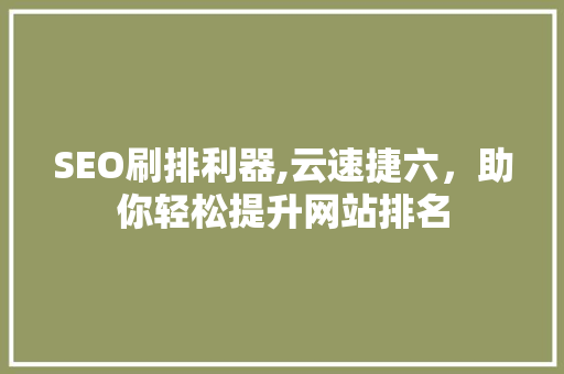SEO刷排利器,云速捷六，助你轻松提升网站排名