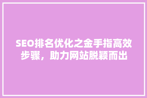 SEO排名优化之金手指高效步骤，助力网站脱颖而出