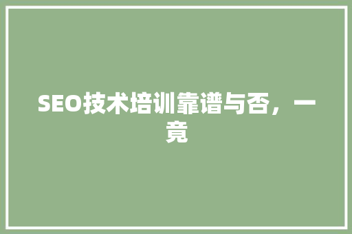 SEO技术培训靠谱与否，一竟
