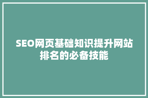 SEO网页基础知识提升网站排名的必备技能