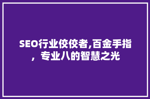 SEO行业佼佼者,百金手指，专业八的智慧之光
