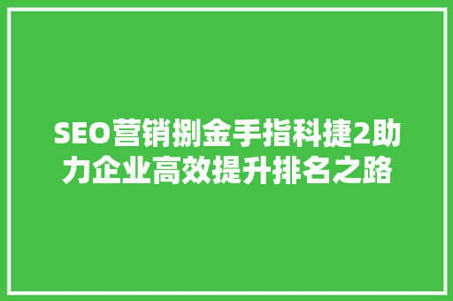 SEO营销捌金手指科捷2助力企业高效提升排名之路