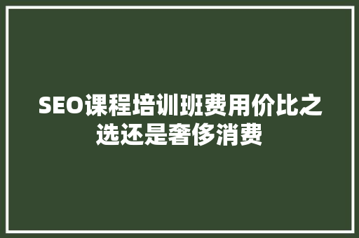 SEO课程培训班费用价比之选还是奢侈消费