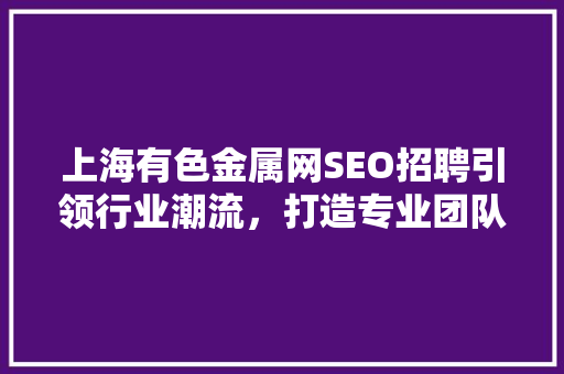上海有色金属网SEO招聘引领行业潮流，打造专业团队