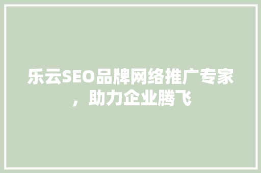 乐云SEO品牌网络推广专家，助力企业腾飞