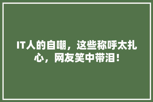 IT人的自嘲，这些称呼太扎心，网友笑中带泪！ 市场营销范文