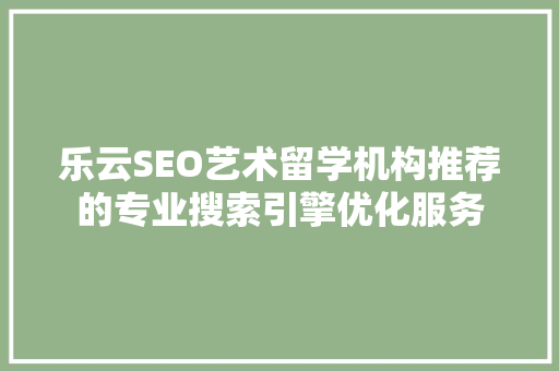 乐云SEO艺术留学机构推荐的专业搜索引擎优化服务