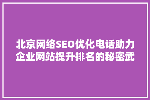 北京网络SEO优化电话助力企业网站提升排名的秘密武器