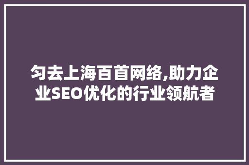 匀去上海百首网络,助力企业SEO优化的行业领航者