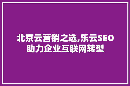 北京云营销之选,乐云SEO助力企业互联网转型