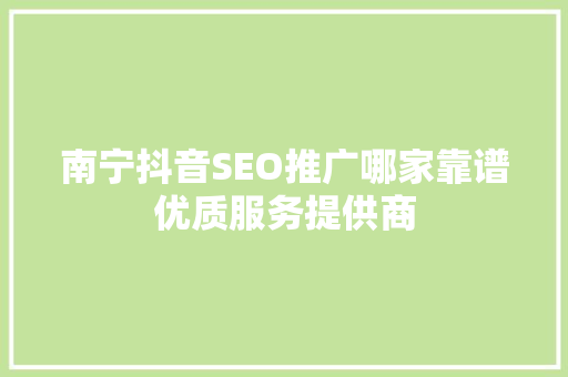 南宁抖音SEO推广哪家靠谱优质服务提供商
