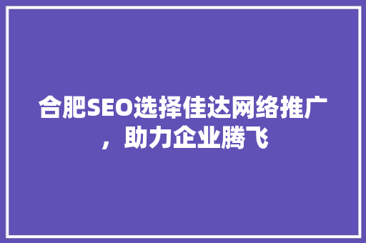 合肥SEO选择佳达网络推广，助力企业腾飞