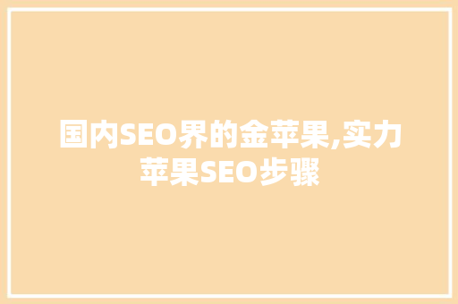 国内SEO界的金苹果,实力苹果SEO步骤