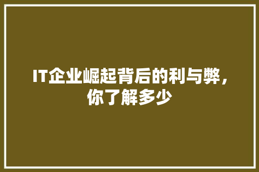 IT企业崛起背后的利与弊，你了解多少 MySQL