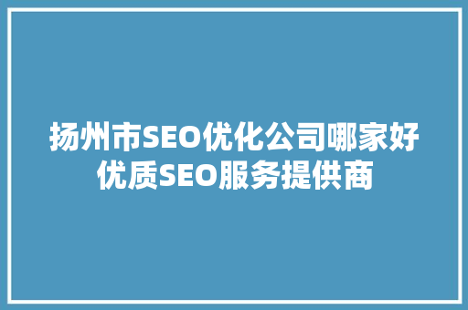 扬州市SEO优化公司哪家好优质SEO服务提供商