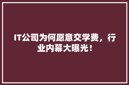 IT公司为何愿意交学费，行业内幕大曝光！ 市场营销范文