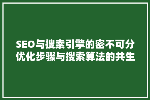 SEO与搜索引擎的密不可分优化步骤与搜索算法的共生关系