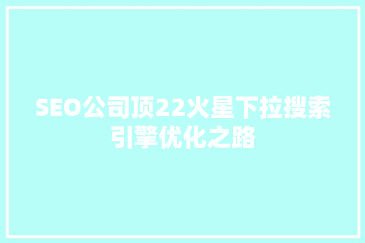 SEO公司顶22火星下拉搜索引擎优化之路