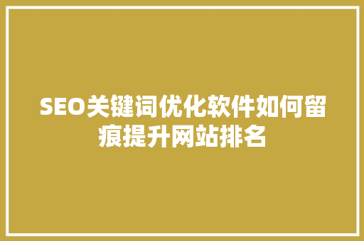 SEO关键词优化软件如何留痕提升网站排名