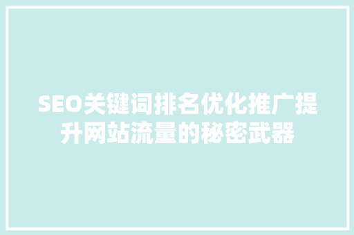 SEO关键词排名优化推广提升网站流量的秘密武器