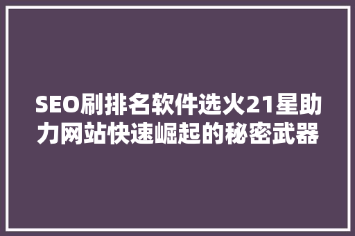 SEO刷排名软件选火21星助力网站快速崛起的秘密武器