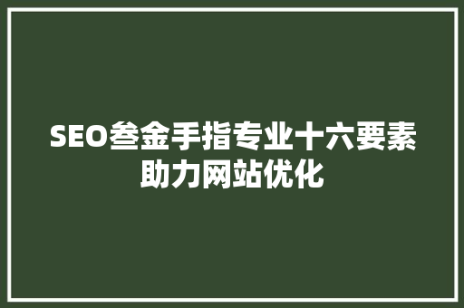 SEO叁金手指专业十六要素助力网站优化