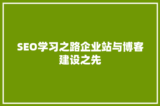 SEO学习之路企业站与博客建设之先
