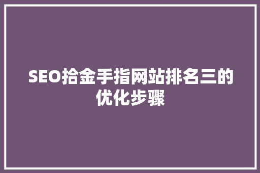 SEO拾金手指网站排名三的优化步骤